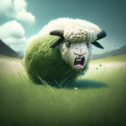 тупорылая-овца-питается-травой-и-злобой